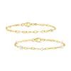 Ross-simons 4mm Cultured Pearl And 18kt Gold Over Sterling Jewelry Set: 2 Lumachina-chain Bracelets