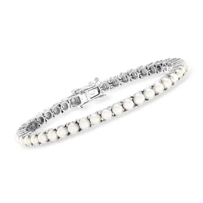 Ross-simons 4mm Cultured Pearl Tennis Bracelet In Sterling Silver In Multi