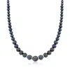 Ross-simons 5-11.5mm Graduated Black Cultured Pearl Necklace With . Diamonds And Sterling Silver In Multi