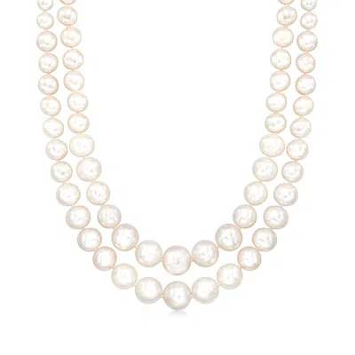 Ross-simons 5-11mm Cultured Pearl 2-strand Necklace With Sterling Silver In Multi