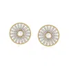 Ross-simons 5-5.5mm Cultured Pearl And White Zircon Earrings In 18kt Gold Over Sterling In White