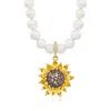 Ross-simons 5-5.5mm Cultured Pearl Necklace With Removable Multi-gemstone Sunflower Pendant In 18kt Gold Over St In Multi