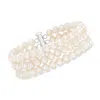 Ross-simons 5.5-6.5mm Cultured Pearl Triple-strand Bracelet With Sterling Silver In Multi