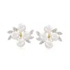 Ross-simons 5.5-6mm Cultured Pearl Cluster Earrings With Diamond Accents In 14kt Yellow Gold In White