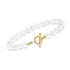 Ross-simons 5.5-6mm Cultured Pearl Toggle Bracelet In 14kt Yellow Gold In Multi