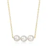 Ross-simons 5mm Cultured Akoya Pearl Trio Necklace In 14kt Yellow Gold In Multi