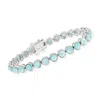 Ross-simons 5mm Larimar Tennis Bracelet In Sterling Silver In Multi