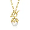 Ross-simons 5x3mm And 12-12.5mm Cultured Pearl Toggle Necklace In 18kt Gold Over Sterling In Multi