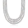 Ross-simons 6-11.5mm Gray Cultured Pearl Graduated 3-strand Necklace With 14kt Yellow Gold In Multi