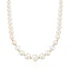 Ross-simons 6-12.5mm Graduated Cultured Pearl Necklace In 14kt Yellow Gold In Multi