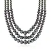 Ross-simons 6-12mm Black Shell Pearl Graduated 3-strand Necklace With Sterling Silver In Multi