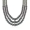 Ross-simons 6-12mm Black Shell Pearl Graduated 3-strand Necklace With Sterling Silver In Multi