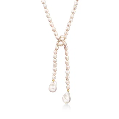 Ross-simons 6-15mm Cultured Baroque Pearl Endless Necklace With 14kt Yellow Gold