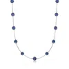 Ross-simons 6-6.5mm Black Cultured Pearl Station Necklace In Sterling Silver In Multi