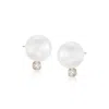 Ross-simons 6-6.5mm Cultured Akoya Pearl And Diamond Accent Earrings In 14kt Yellow Gold In White