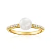 Ross-simons 6-6.5mm Cultured Pearl And . Diamond Ring In 14kt Yellow Gold In White