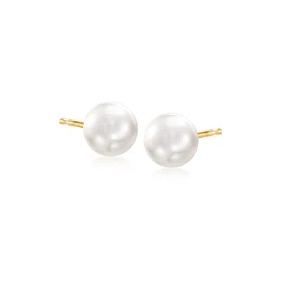 Ross-simons 6-7mm Cultured Pearl Stud Earrings In 14kt Yellow Gold In White