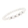 Ross-simons 6-8.5mm Cultured Pearl And . Diamond Stretch Bracelet In Sterling Silver In Multi