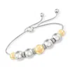 Ross-simons 6-8mm Sterling Silver And 14kt Yellow Gold Bead Bolo Bracelet With . Diamonds In White