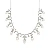 Ross-simons 6-9mm Cultured Pearl And . Diamond Necklace In Sterling Silver In Multi