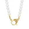 Ross-simons 6.5-7mm Cultured Pearl Lobster Clasp Necklace In 18kt Gold Over Sterling In Multi
