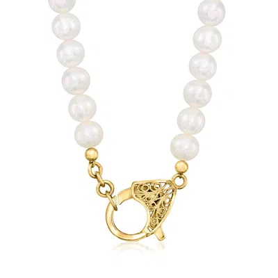 Ross-simons 6.5-7mm Cultured Pearl Lobster Clasp Necklace In 18kt Gold Over Sterling In Multi