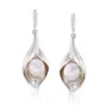 Ross-simons 6.5-7mm Cultured Pearl Nature-inspired Drop Earrings In Sterling Silver In White