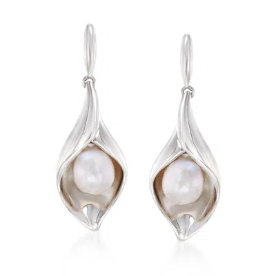 Ross-simons 6.5-7mm Cultured Pearl Nature-inspired Drop Earrings In Sterling Silver In White