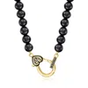Ross-simons 6mm Black Agate Bead And Black Enamel Oversized Lobster Clasp Necklace With Black Diamond Accents In In Multi