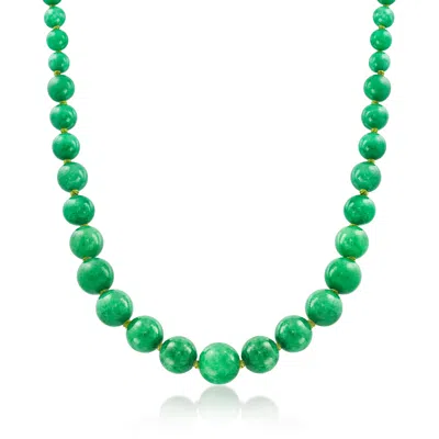 Ross-simons 7-14mm Jade Bead Necklace With 14kt Yellow Gold In Metallic
