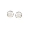 Ross-simons 7-7.5mm Cultured Button Pearl And . Diamond Stud Earrings In Sterling Silver In White