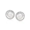 Ross-simons 7-7.5mm Cultured Pearl And . Diamond Spiral Earrings In 14kt White Gold In White
