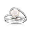 Ross-simons 7-7.5mm Cultured Pearl And . Diamond Swirl Ring In Sterling Silver