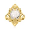 Ross-simons 7-7.5mm Cultured Pearl Ring With Diamonds In 18kt Gold Over Sterling In White