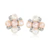 Ross-simons 7-7.5mm Multicolored Cultured Pearl Earrings With Diamonds In Sterling Silver In White