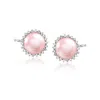 Ross-simons 7-7.5mm Pink Cultured Pearl And . Diamond Earrings In Silver