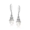 Ross-simons 7.5-8mm Cultured Pearl And . Diamond Drop Earrings In Sterling Silver In Silver