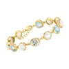 Ross-simons 7.5-8mm Cultured Pearl, Gray Jasper And Sky Blue Topaz Bracelet In 18kt Gold Over Sterling In Gold