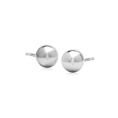 Ross-simons 7mm 14kt White Gold Ball Stud Earrings In Multi