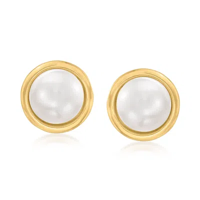 Ross-simons 7mm Cultured Button Pearl Stud Earrings In 14kt Yellow Gold