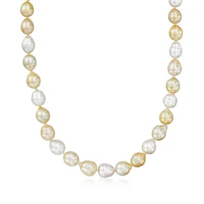 Ross-simons 8-10mm Multicolored Cultured South Sea Pearl Necklace With 14kt Yellow Gold