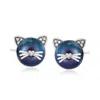Ross-simons 8-8.5mm Black Cultured Pearl Cat Earrings With Diamond Accents In Sterling Silver