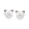 Ross-simons 8-8.5mm Cultured Pearl Cat Earrings With Diamond Accents In Sterling Silver