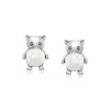 Ross-simons 8-8.5mm Cultured Pearl Cat Earrings With London Blue Topaz In Sterling Silver And 18kt Gold Over Ste In Blue