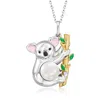 Ross-simons 8-8.5mm Cultured Pearl Koala Pendant Necklace With Multicolored Enamel In 2-tone Sterling Silver In Multi