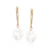 Ross-simons 8-8.5mm Cultured Pearl Oval Drop Earrings In 14kt Yellow Gold In White
