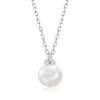 Ross-simons 8-8.5mm Cultured Pearl Pendant Necklace With Diamonds In Sterling Silver In Multi