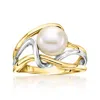 Ross-simons 8-8.5mm Cultured Pearl Wavy Ring In 18kt Gold Over Sterling And Sterling Silver In White
