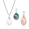 Ross-simons 8-9mm Cultured Multicolored Pearl Set: 3 Pendants With Necklace In Sterling Silver In Multi
