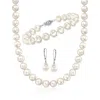 Ross-simons 8-9mm Cultured Pearl Jewelry Set: Bracelet, Necklace And Drop Earrings With Sterling Silver In Silver